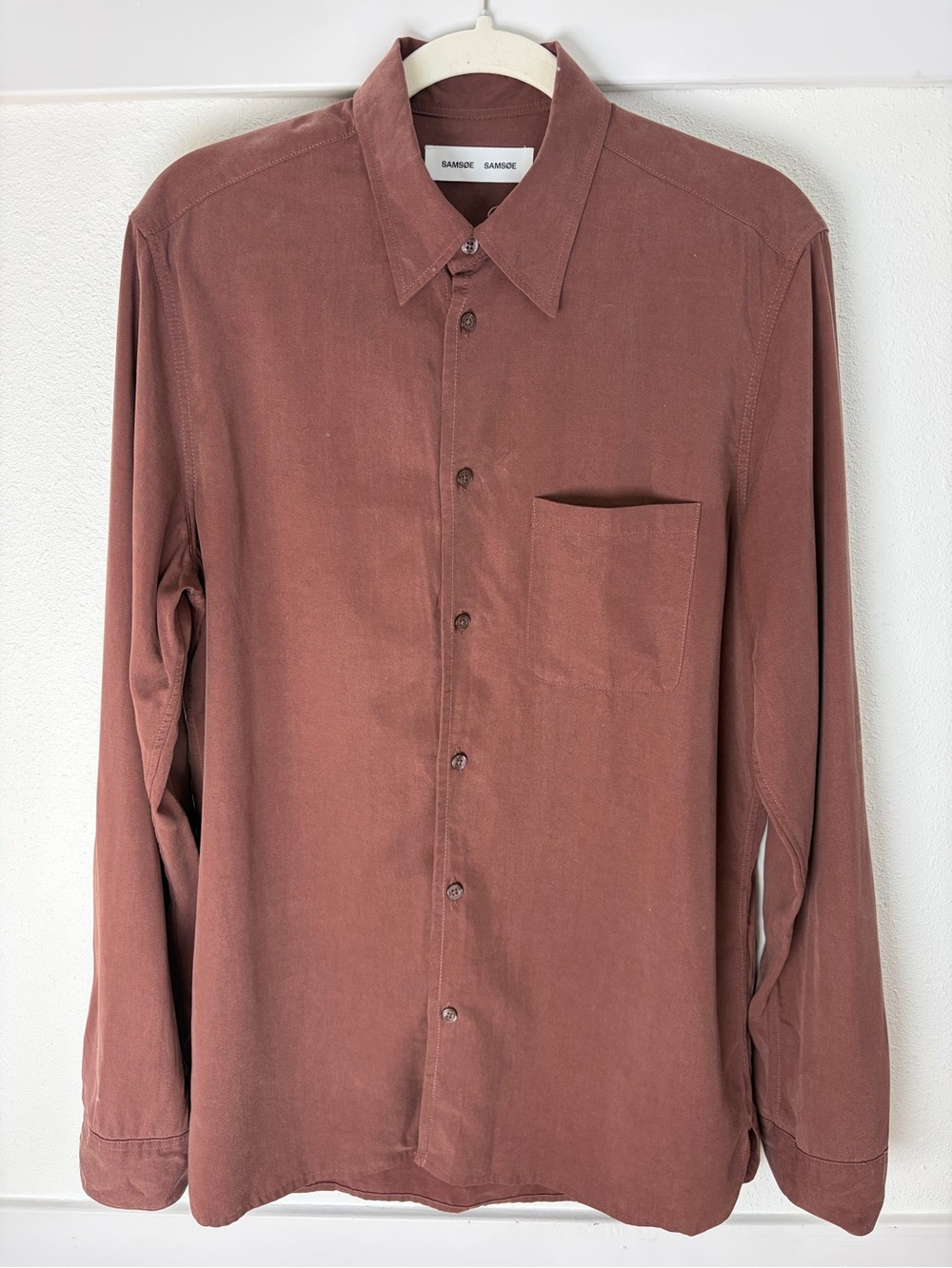 SAMSOE Men's Rust-Brown Long Sleeve Button Shirt - Picture 2 of 2